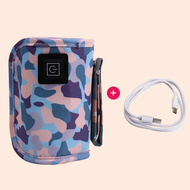 USB Baby Bottle Warmer - Portable Travel Nursing Bottle Heater with Insulated Bag for Strollers, Outdoor Feeding and Winter Use