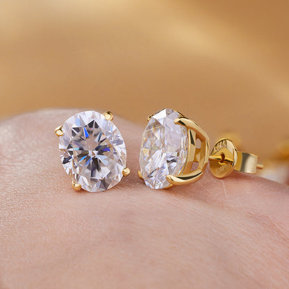 Oval Moissanite Stud Earrings – 0.5-5ct D Color Sparkling Stone Design in 925 Sterling Silver for Women, Parties, Weddings and Elegant Jewelry Gifts