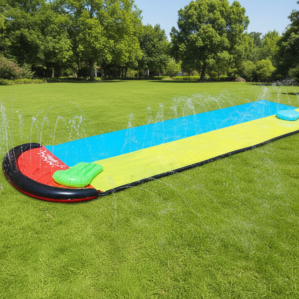 Lawn Water Slide Sprinkler – Outdoor Splash Toy with Body Board for Kids and Families, Perfect for Summer Backyard Water Play
