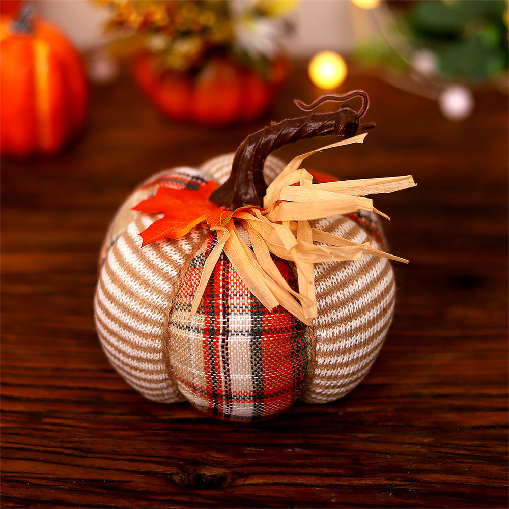 Handmade Fabric Pumpkin Ornament – Colorful Halloween Harvest Decoration for Tabletops, Fall Displays and Seasonal Home Decor