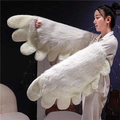 Plush Cat Paw Fingerless Gloves - Soft Warm Mittens for Winter Cosplay, Fashion and Everyday Comfort