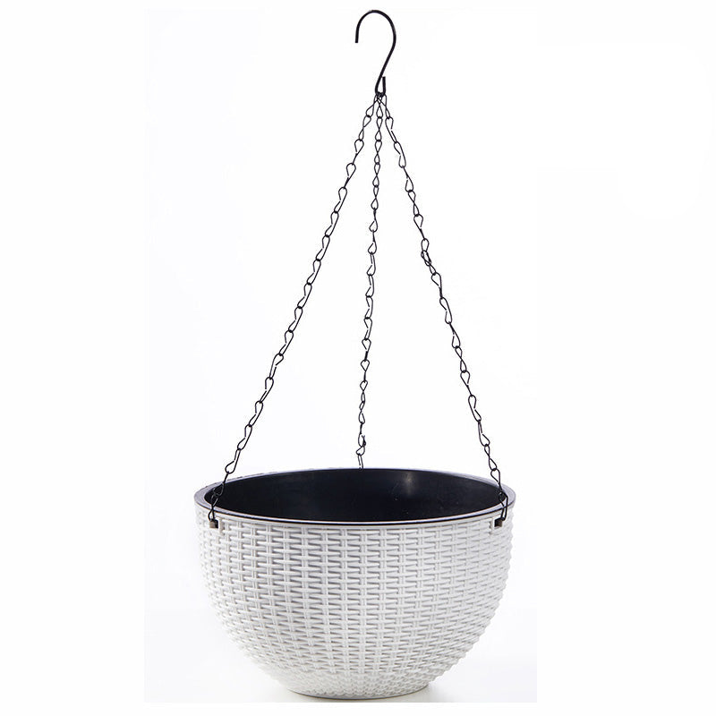 Hanging Plastic Flower Pot – European Honeycomb Pattern Imitation Rattan Basket for Indoor Plants, Balcony Decor and Vertical Gardening