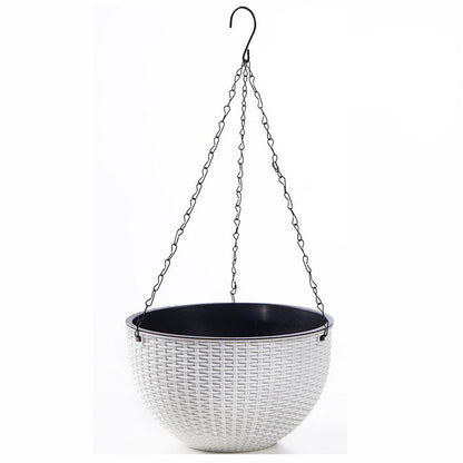 Hanging Plastic Flower Pot – European Honeycomb Pattern Imitation Rattan Basket for Indoor Plants, Balcony Decor and Vertical Gardening