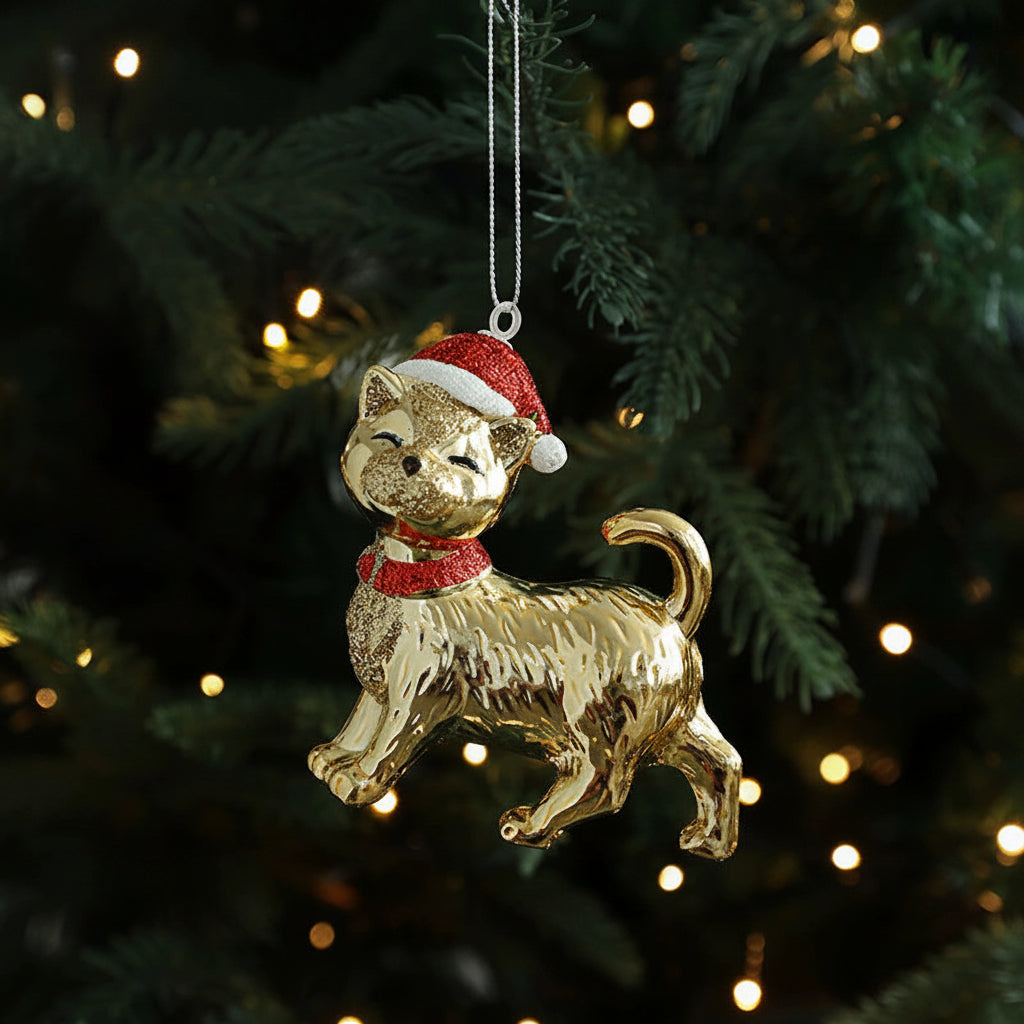 Gold Bear Bell Christmas Ornament – Elegant Tree Hanging Decoration for Festive Holiday Home Displays