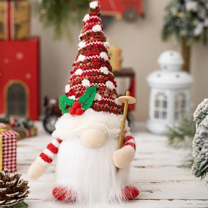 Light Up Christmas Gnome – Plush Knitted Elf Holiday Decoration with Warm LED Glow for Tables, Shelves, Mantels and Festive Displays