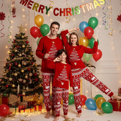 Family Matching Christmas Pajamas – Coordinated Sleepwear Set for Parents, Kids, Baby and Pets Holiday Photos