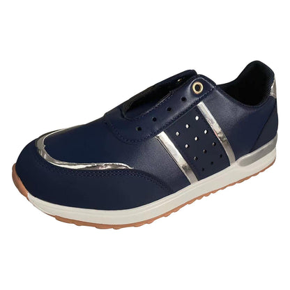 Women's Platform Sneakers - Leather Patchwork Casual Running Shoes with Elevated Sole and Stylish Everyday Comfort
