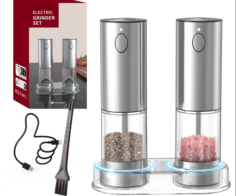 USB Electric Salt and Pepper Grinder – Rechargeable Adjustable Spice Mill Set with Large Capacity for Everyday Cooking