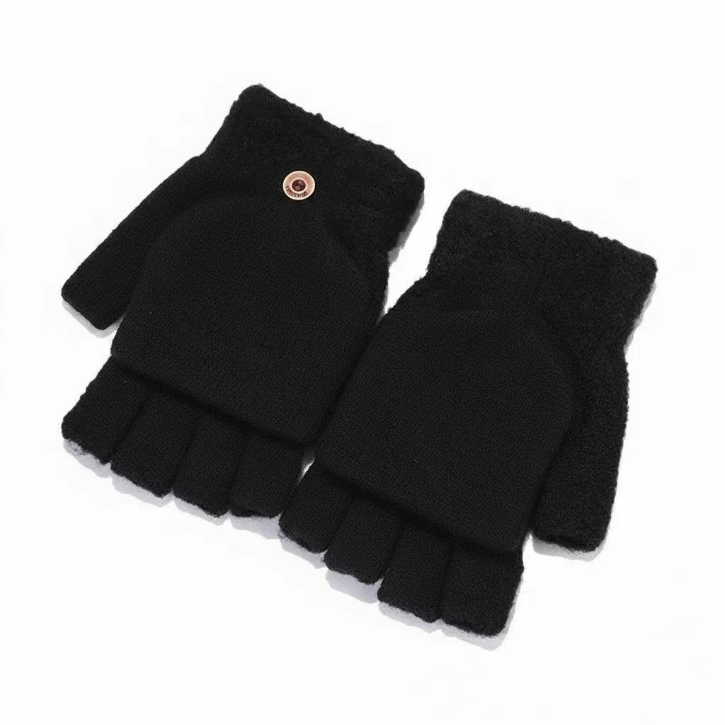 Smart Winter Flip Mittens – Knitted Fingerless Convertible Gloves for Men and Women with Warm Thermal Protection