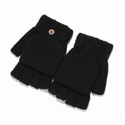 Smart Winter Flip Mittens – Knitted Fingerless Convertible Gloves for Men and Women with Warm Thermal Protection