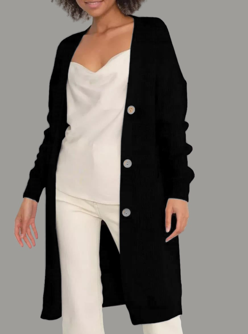Oversized Knit Cardigan – Women’s Long V Neck Sweater Coat for Cozy Casual Autumn Winter Layering