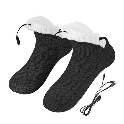 USB Heated Fleece Sock Slippers – Electric Winter Foot Warmers for Men and Women with Cozy Heating Comfort