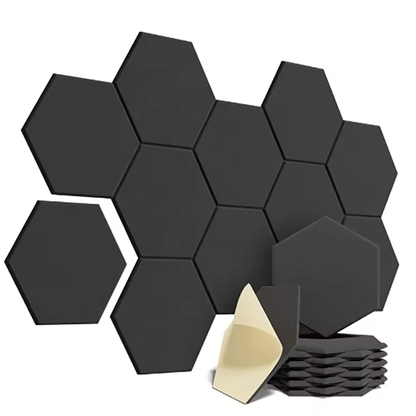 Hexagonal Acoustic Panels – Self Adhesive Soundproof Foam Tiles for Noise Reduction, Echo Control and Studio Wall Treatment