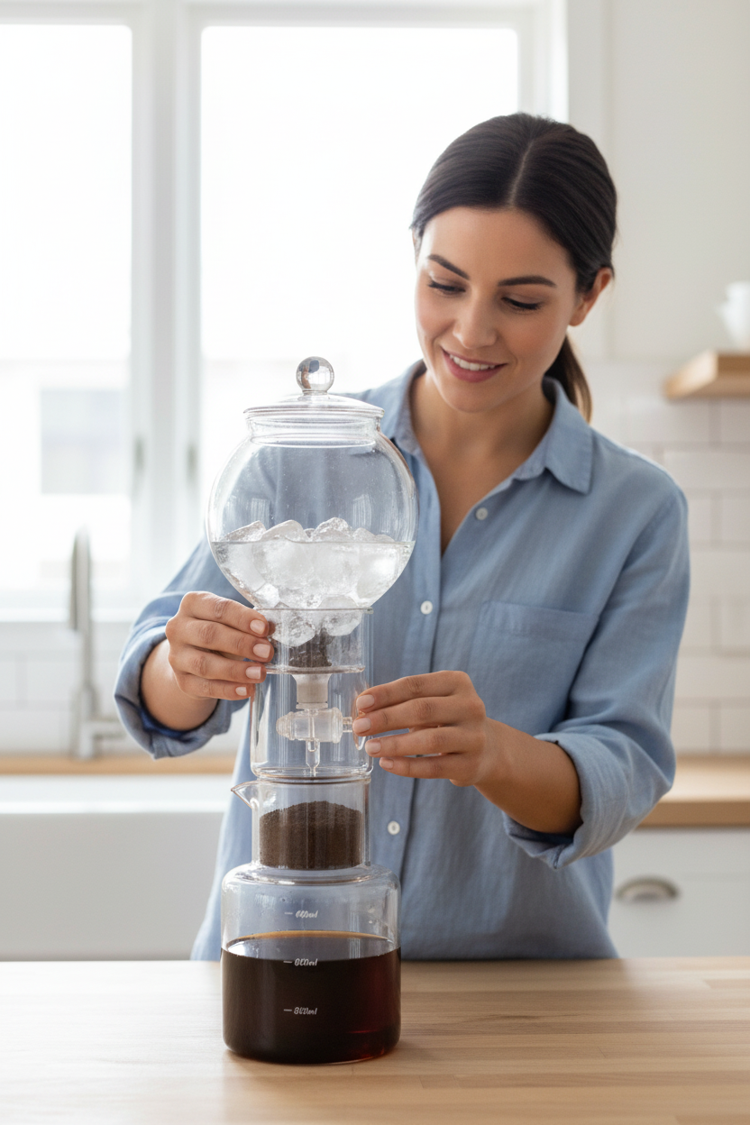 Cold Brew Coffee Pot Set – Glass Dripper with Reusable Filter for Smooth Iced Coffee, Tea Brewing and Professional Barista Preparation