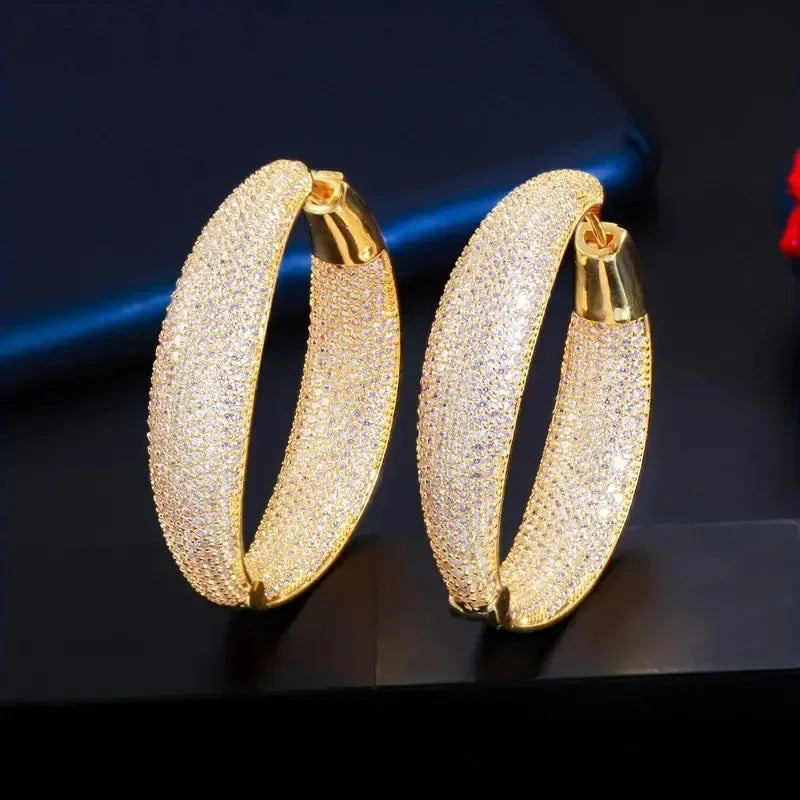 Luxury Circle Hoop Earrings - Sparkling Statement Jewelry with Fashion Forward Design for Elegant Parties and Special Occasions