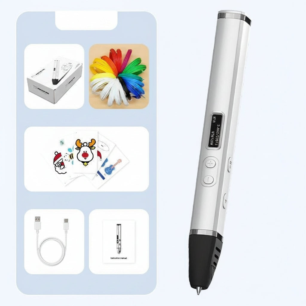 Printing Pen with OLED Display – 3D Temperature-Controlled Fast Extrusion Pen for PLA Filament, Creative Doodling, Crafts and Holiday Gifts