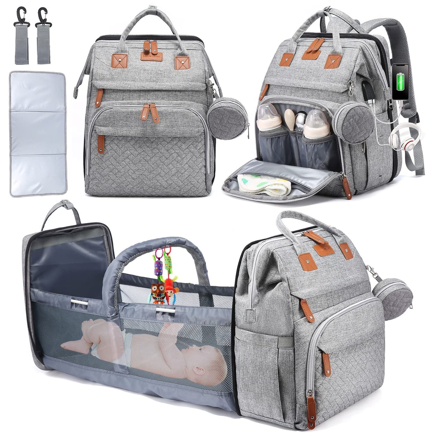 Waterproof Diaper Backpack - Large Capacity Baby Bag with Insulated Bottle Pockets for Moms, Travel and Nursery Organization