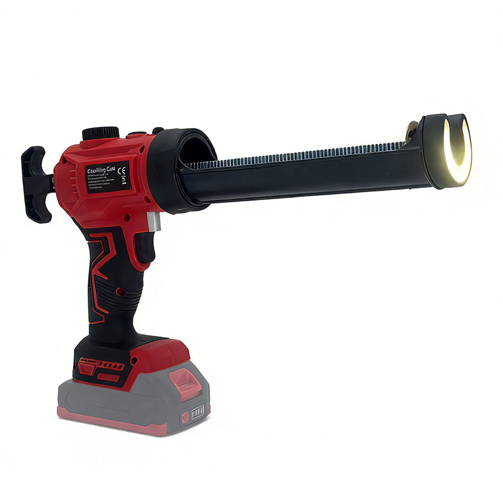 Electric Caulking Gun – 20V 3A Cordless Sealant Applicator with LED Light, Adjustable Push Rod and Aluminum Release Button for DIY Projects