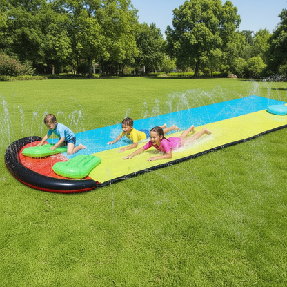Lawn Water Slide Sprinkler – Outdoor Splash Toy with Body Board for Kids and Families, Perfect for Summer Backyard Water Play