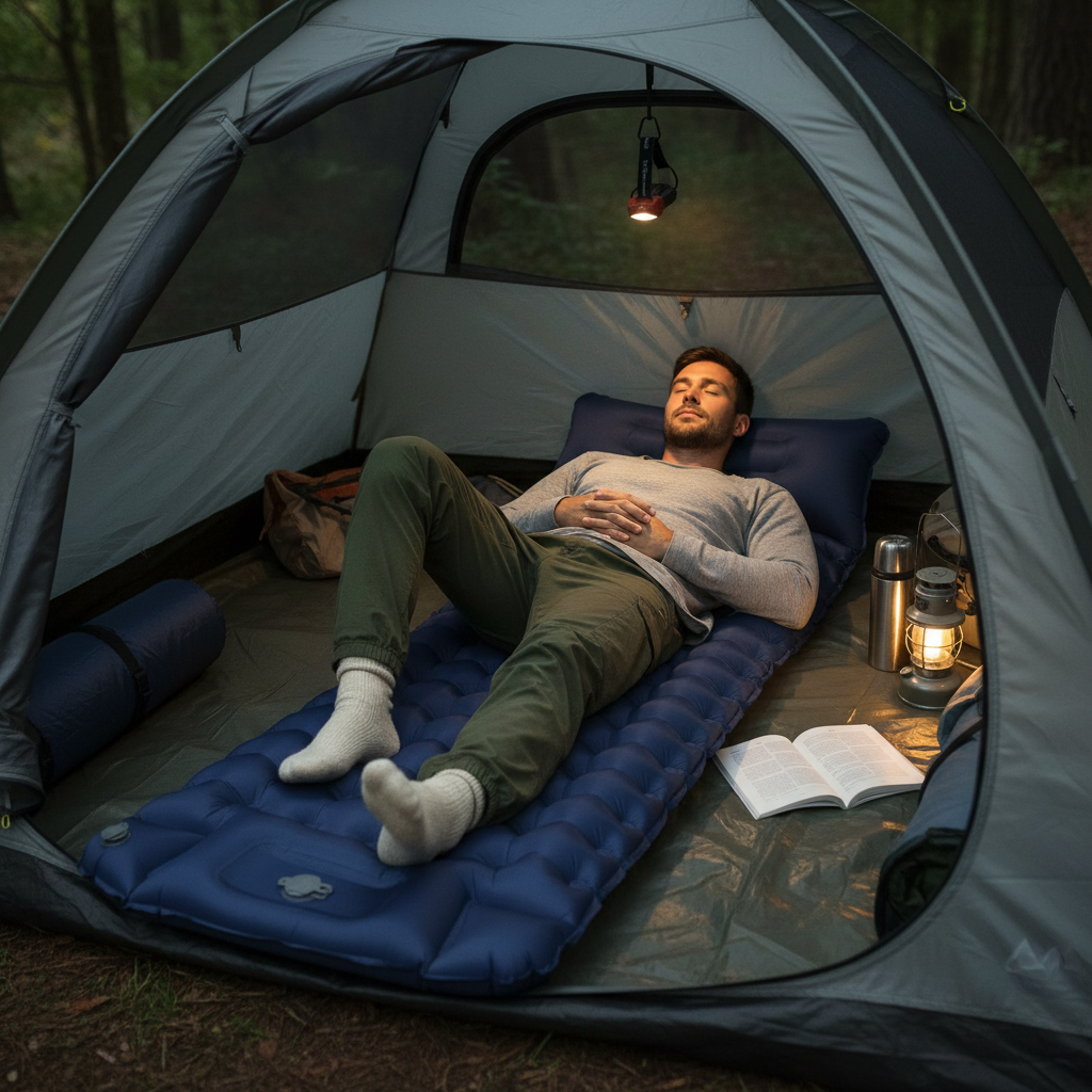 Thick Inflatable Camping Mattress – 10CM Winter-Insulated Sleeping Pad for Family Trips, Outdoor Adventures, Cozy Rest and Christmas Gift Giving