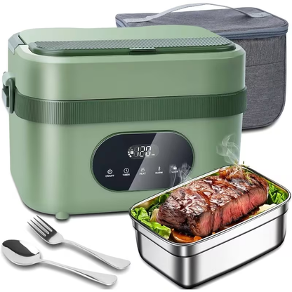 Gison Heated Lunch Box – 18000mAh Portable Electric Food Warmer with LED Display for Work, Car and Travel Meals
