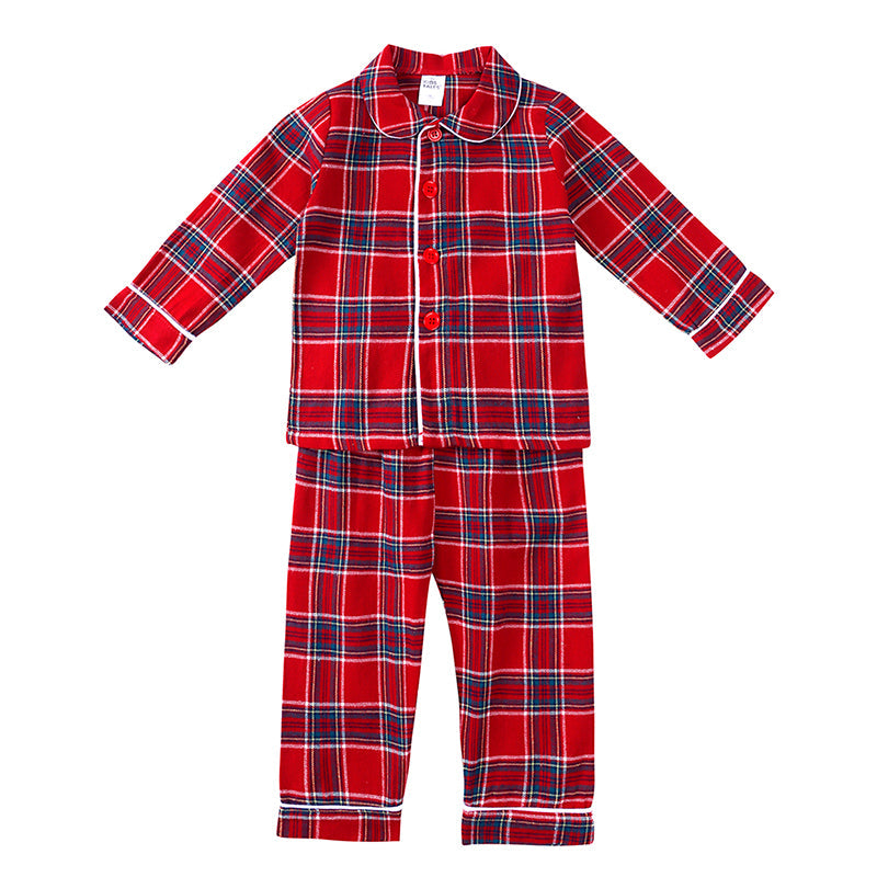 Kids Christmas Costume Pajamas – Classic Red Velvet Plaid Matching Sleepwear for Festive Family Celebrations