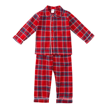 Kids Christmas Costume Pajamas – Classic Red Velvet Plaid Matching Sleepwear for Festive Family Celebrations