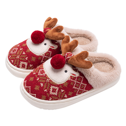 Christmas Deer Slippers – Cute Plush Non Slip House Shoes for Cozy Winter Comfort and Holiday Gifts