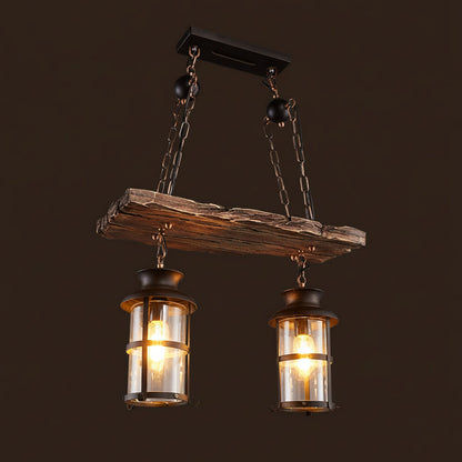 Vintage Wooden Pendant Lamp – Retro LED Hanging Chandelier for Farmhouse Kitchens, Bars, Restaurants and Loft Interior Lighting