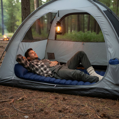 Thick Inflatable Camping Mattress – 10CM Winter-Insulated Sleeping Pad for Family Trips, Outdoor Adventures, Cozy Rest and Christmas Gift Giving