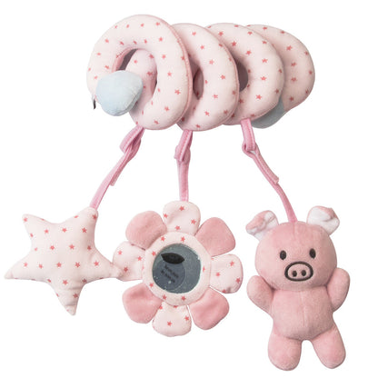 Baby Spiral Activity Toy-Stroller and Crib Hanging Rattle with Mirror for Sensory Development and Interactive Play