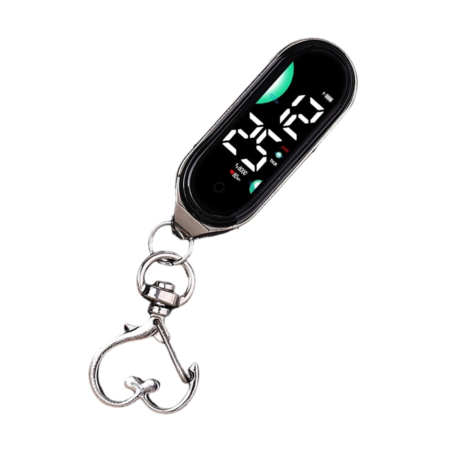 LED Digital Pocket Watch – Waterproof Electronic Hanging Watch with Luminous Display and Carabiner Clip for Kids, Adults and Outdoor Activities