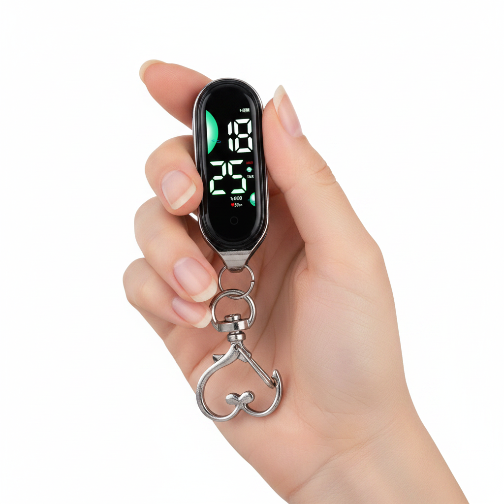 LED Digital Pocket Watch – Waterproof Electronic Hanging Watch with Luminous Display and Carabiner Clip for Kids, Adults and Outdoor Activities