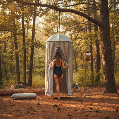 Pop-Up Privacy Shower Tent – Portable Outdoor Camping Toilet and Changing Shelter with Hanging Design, Quick Setup and Convenient Carry Bag