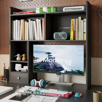 Desktop Shelf Organizer – 5-Tier Wood Desk Hutch and Display Rack for Books, Computer Accessories, Office Supplies and Home Workspace Storage