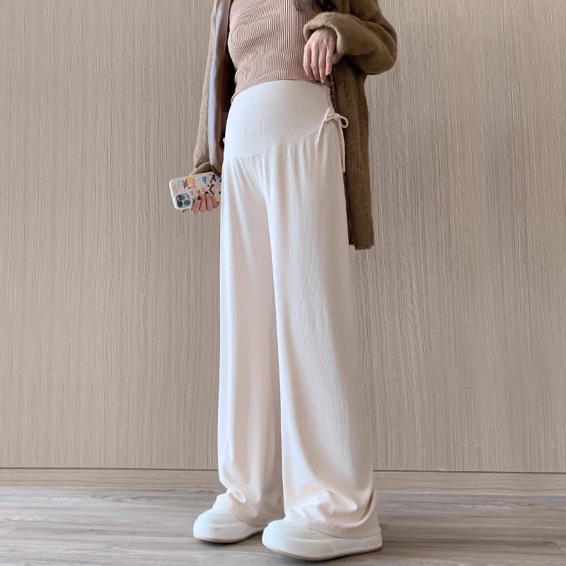 Maternity Wide Leg Trousers – Comfortable Drawstring Pregnancy Pants for Casual Spring and Summer Everyday Wear