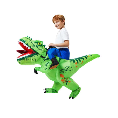 Inflatable Dinosaur Costume Set - Funny Halloween Cosplay Outfit for Adults and Kids Party Entertainment and Roleplay