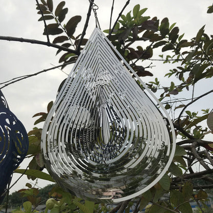 Stainless Steel Wind Spinner Chime – 3D Rotating Heart and Square Outdoor Wind Sculpture for Garden, Patio, Yard and Indoor Home Decor