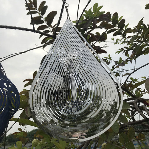 Stainless Steel Wind Spinner Chime – 3D Rotating Heart and Square Outdoor Wind Sculpture for Garden, Patio, Yard and Indoor Home Decor