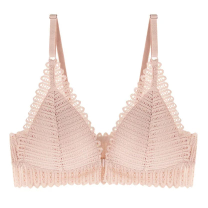 Lace Front-Closure Push-Up Bra – Wireless Backless Plus-Size Lingerie with Adjustable Lift and Flattering Support for Dresses, Parties and Everyday Confidence