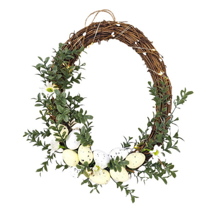 Easter Egg Garland Wreath – Festive Door and Window Hanging Decoration for Spring Parties, Gardens and Holiday Home Displays