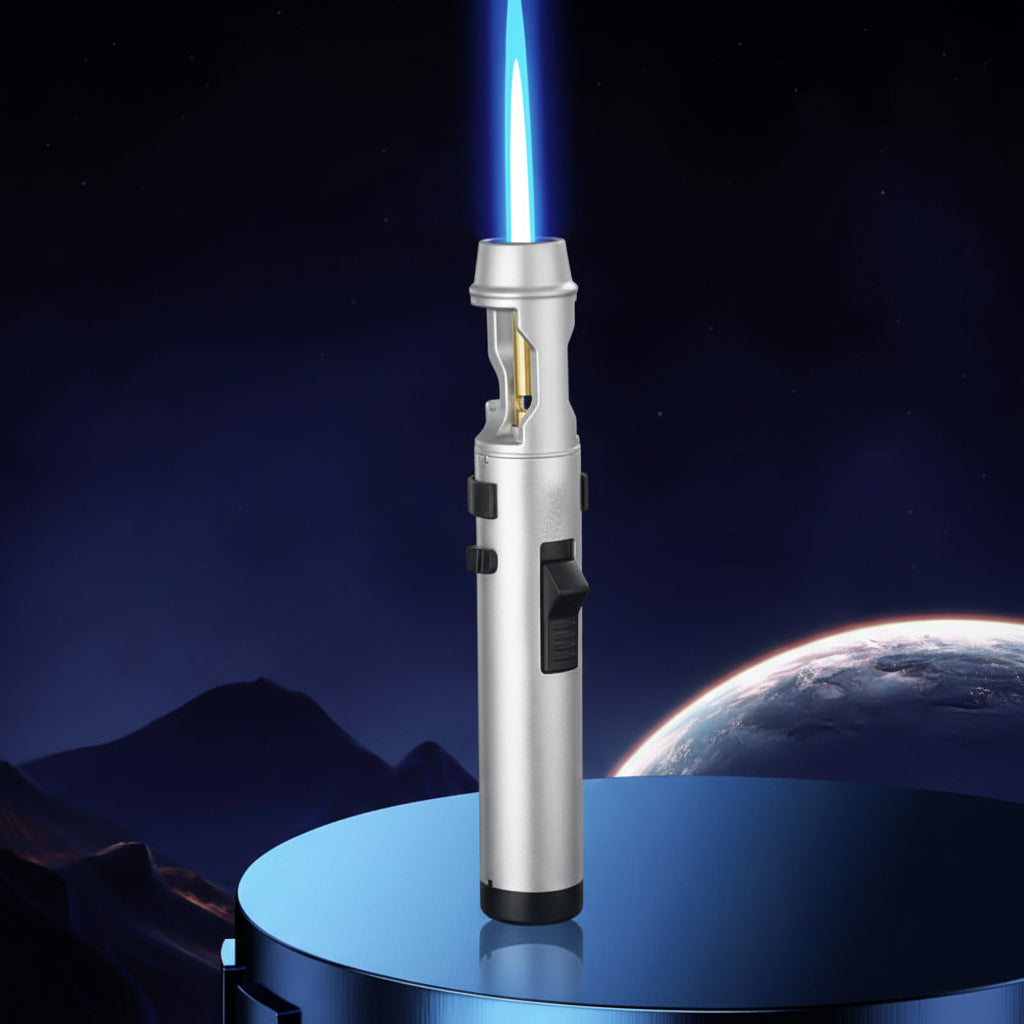 Windproof Jet Flame Torch Lighter – Refillable Metal Gas Lighter for BBQ, Kitchen Cooking, Cigars, Camping and Outdoor Survival