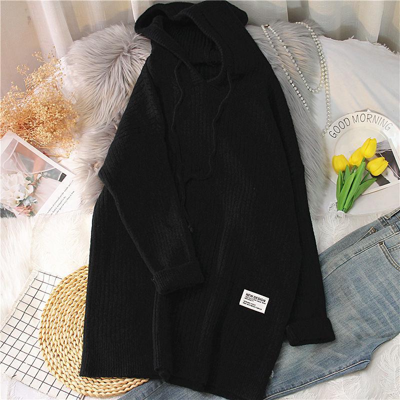 Women's Hooded Knitted Sweater - Thick Longline Winter Pullover for Casual Warm Fashion Styling