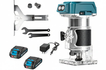 Brushless Cordless Wood Router – 5-Speed Electric Hand Trimmer for Woodworking, Engraving and Slotting Compatible with Makita 18V Batteries