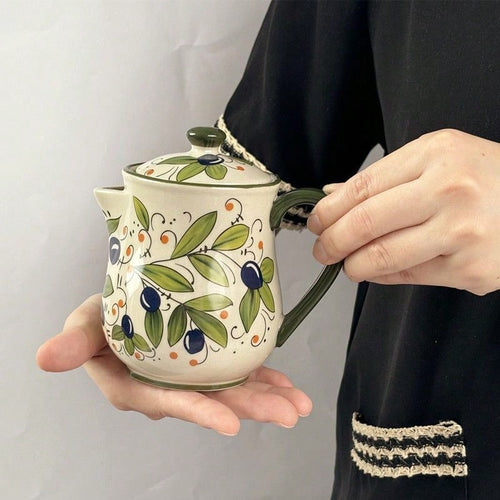 Ceramic Olive Oil Dispenser – BPA-Free Embossed Kitchen Bottle for Olive Oil, Vinegar and Cooking Storage with Elegant Underglaze Design