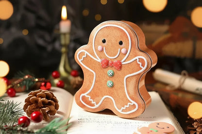 Christmas Gingerbread Candy Storage Box – Decorative Iron Treat Tin for Holiday Cookies, Sweets and Festive Home Decorations