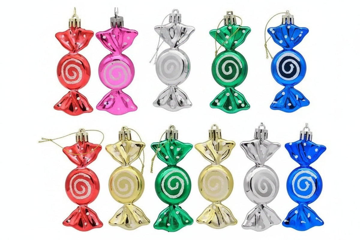 Christmas Candy Hanging Ornament Set – Colorful Holiday Tree Decorations for Christmas Trees, Wreaths, Gift Wrapping and Festive Party Displays