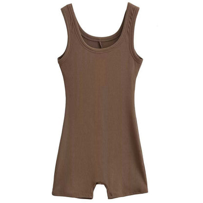 Seamless Yoga Bodysuit – Women’s Low Neck Sleeveless One Piece Romper with Slim Fit Design for Gym, Fitness, Yoga and Sportswear