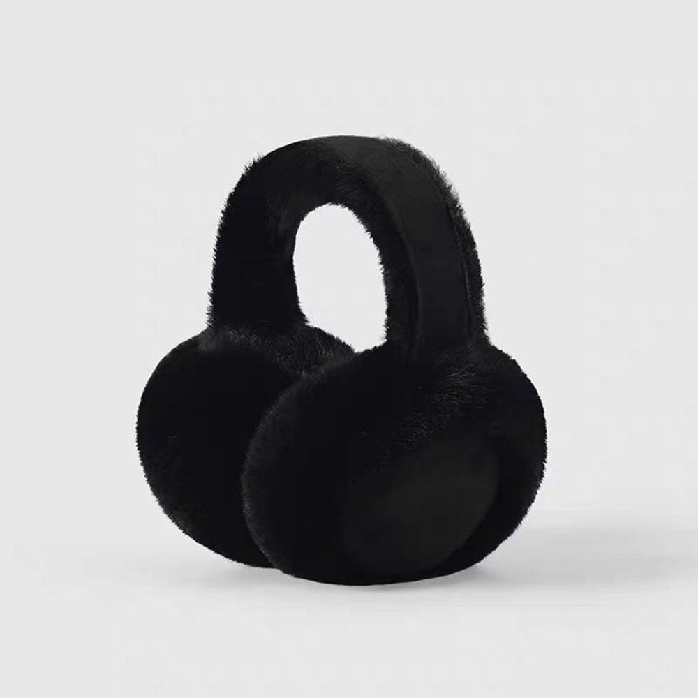 Plush Winter Earmuffs – Foldable Brown Suede Ear Warmers for Women with Soft Faux Fur Cold Weather Protection