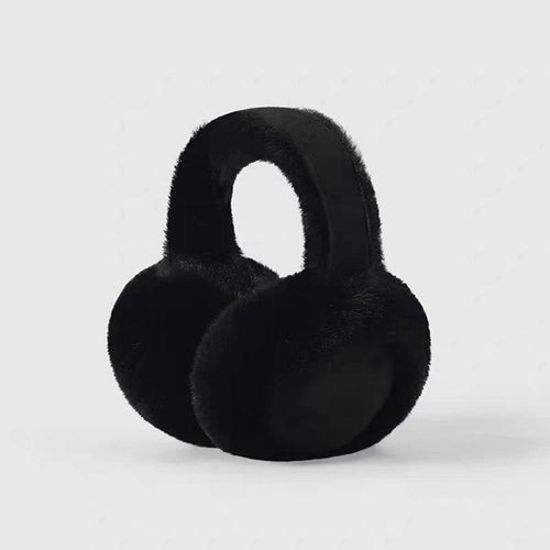 Plush Winter Earmuffs – Foldable Brown Suede Ear Warmers for Women with Soft Faux Fur Cold Weather Protection